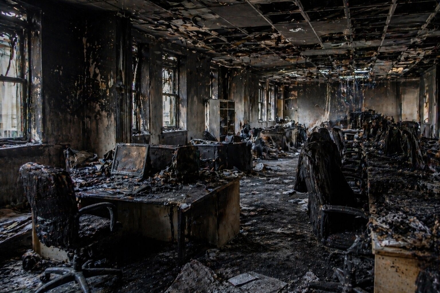 Before - Fire Damage Restoration Equipment | AZA Restoration
