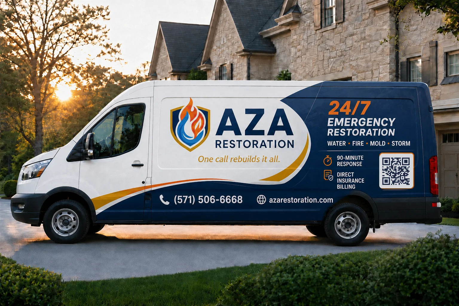 Hero aza truck branded northern va | AZA Restoration Northern Virginia