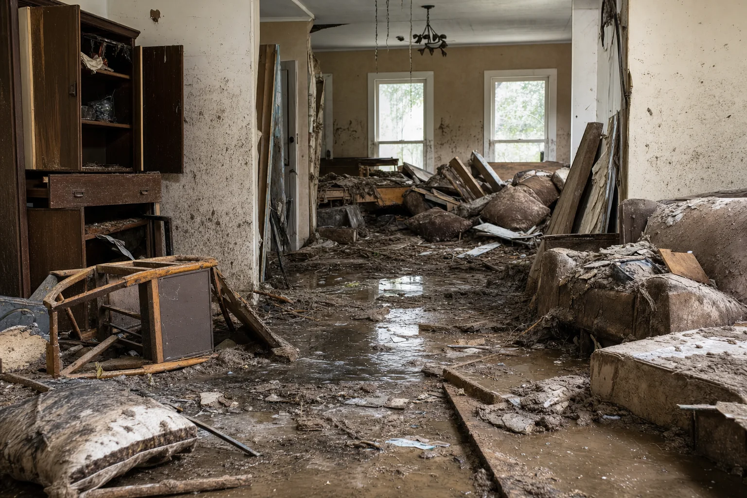 Property damage in Green Valley, VA before AZA Restoration
